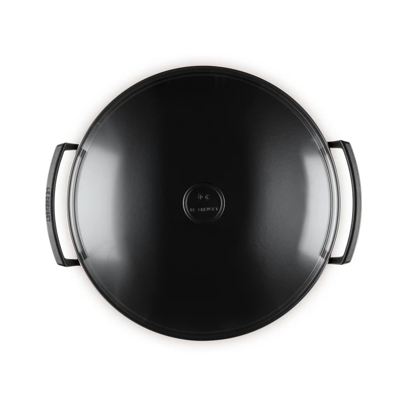 36 cm - Forme Speciali Wok In Ghisa Vetrificata Con Coperchio In Vetro