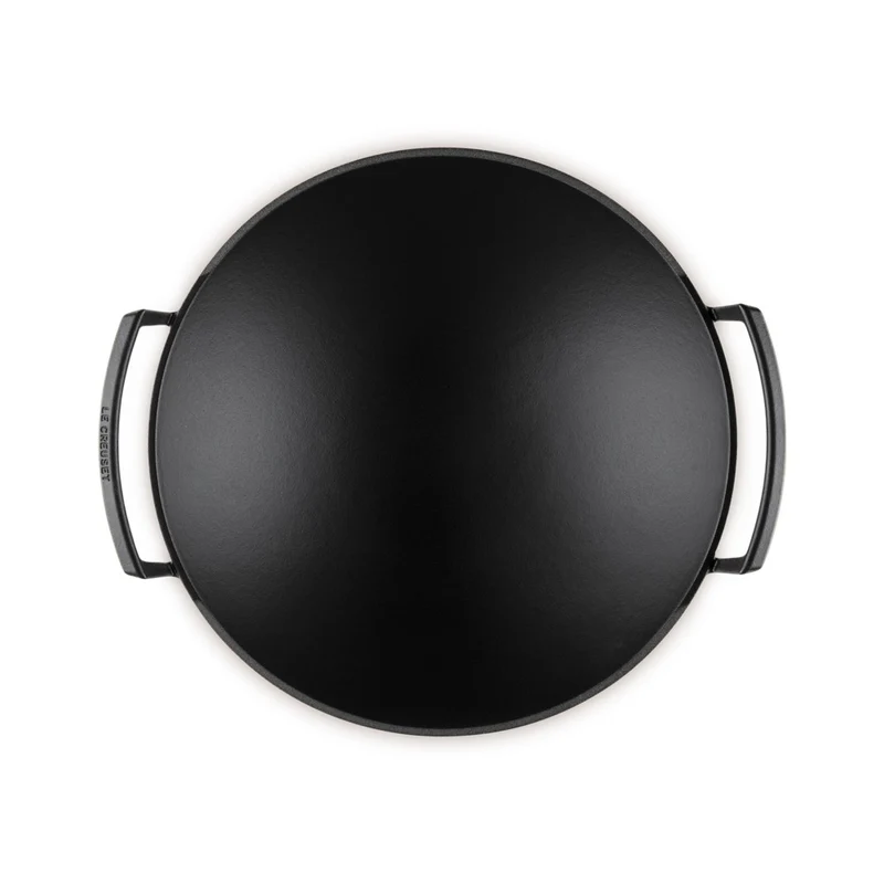 36 cm - Forme Speciali Wok In Ghisa Vetrificata Con Coperchio In Vetro