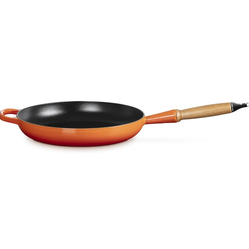 28 cm - Evolution Padella Bassa In Ghisa Vetrificata Con Manico In Legno