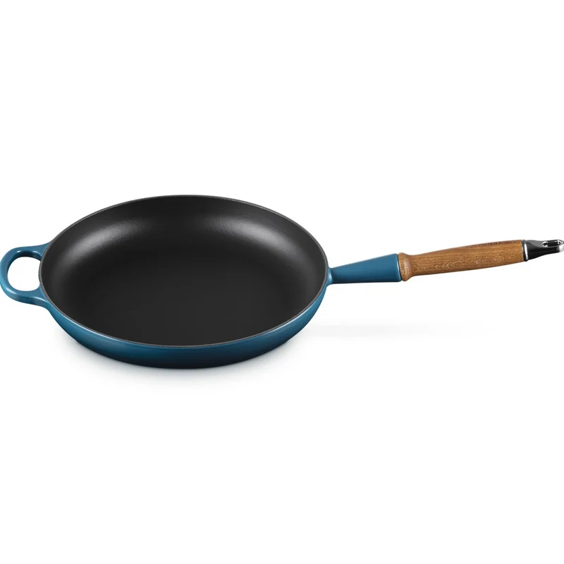 28 cm - Evolution Padella Bassa In Ghisa Vetrificata Con Manico In Legno