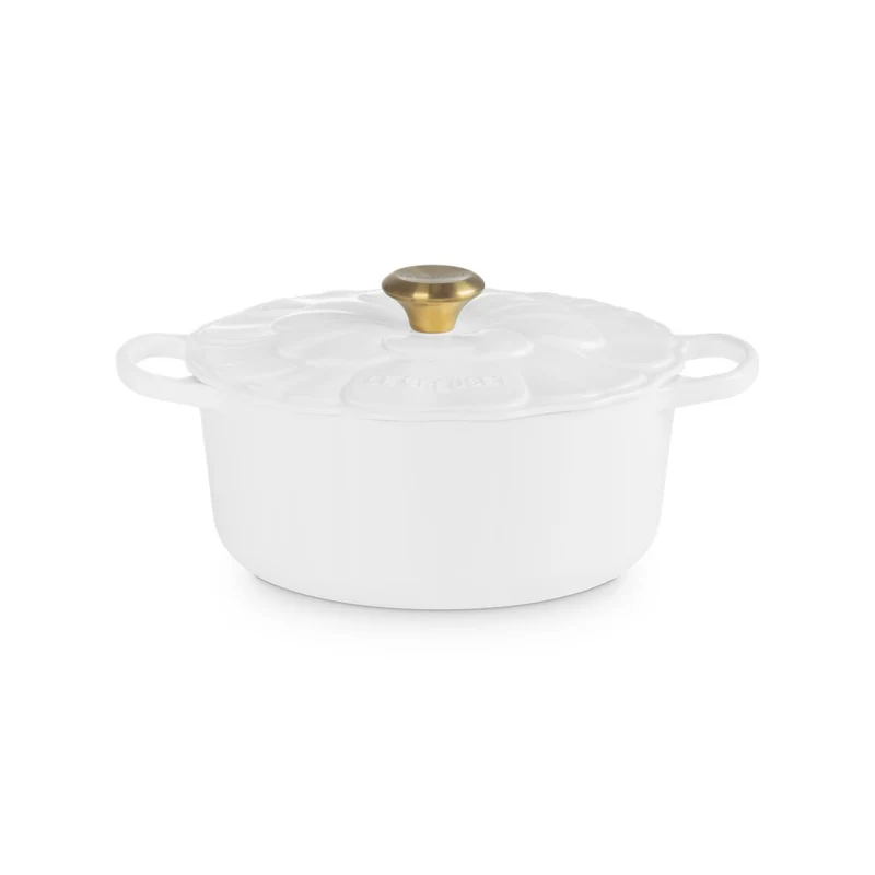 26 cm - Evolution Cocotte Rotonda Con Coperchio a Fiore In Ghisa Vetrificata