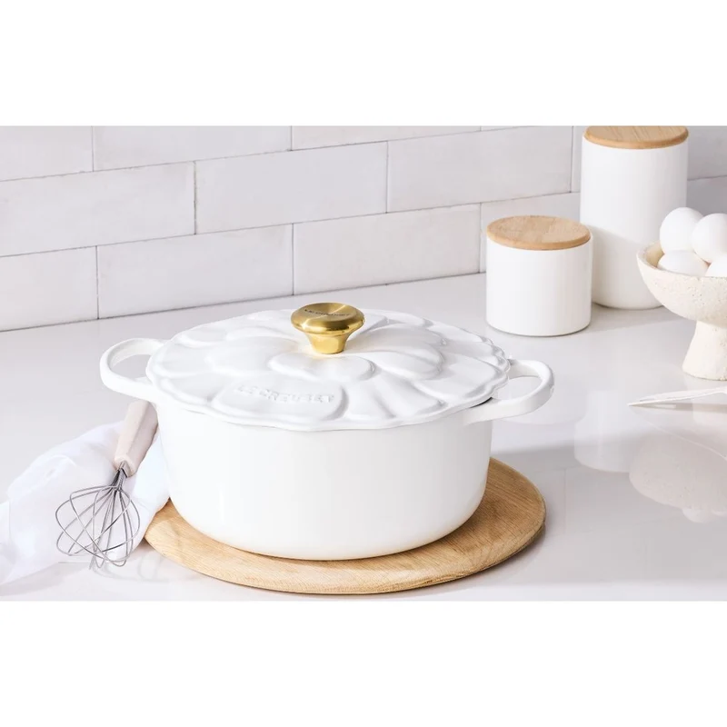 26 cm - Evolution Cocotte Rotonda Con Coperchio a Fiore In Ghisa Vetrificata