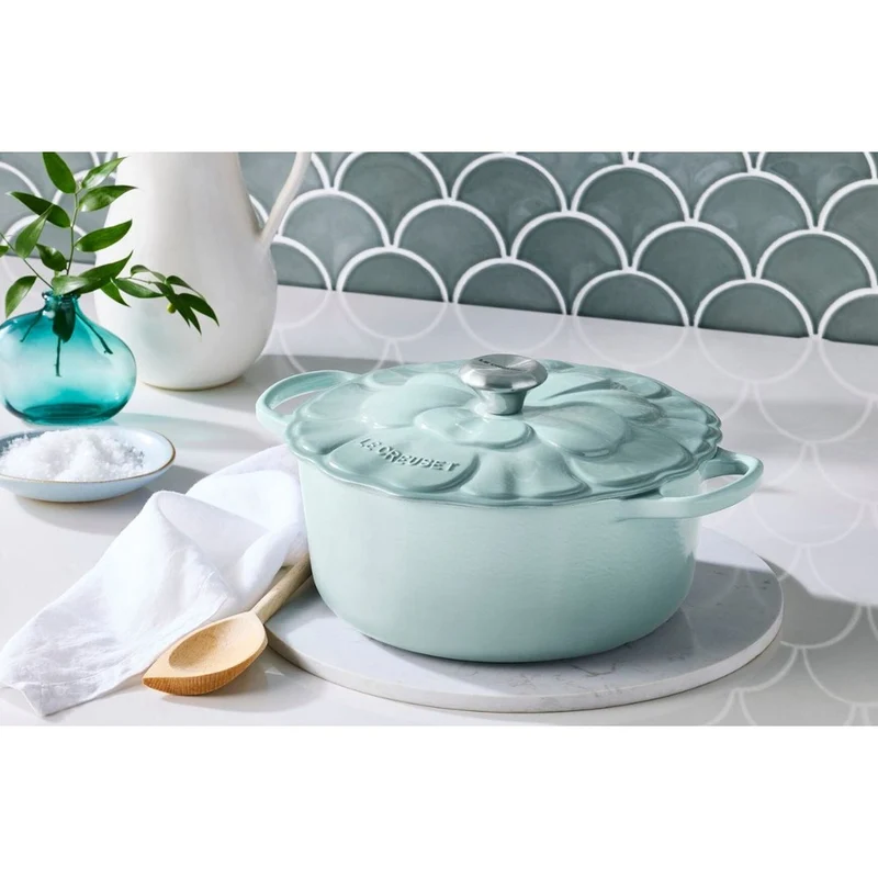 26 cm - Evolution Cocotte Rotonda Con Coperchio a Fiore In Ghisa Vetrificata