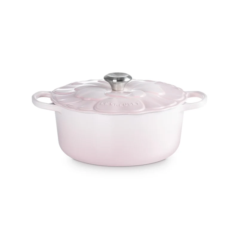 26 cm - Evolution Cocotte Rotonda Con Coperchio a Fiore In Ghisa Vetrificata