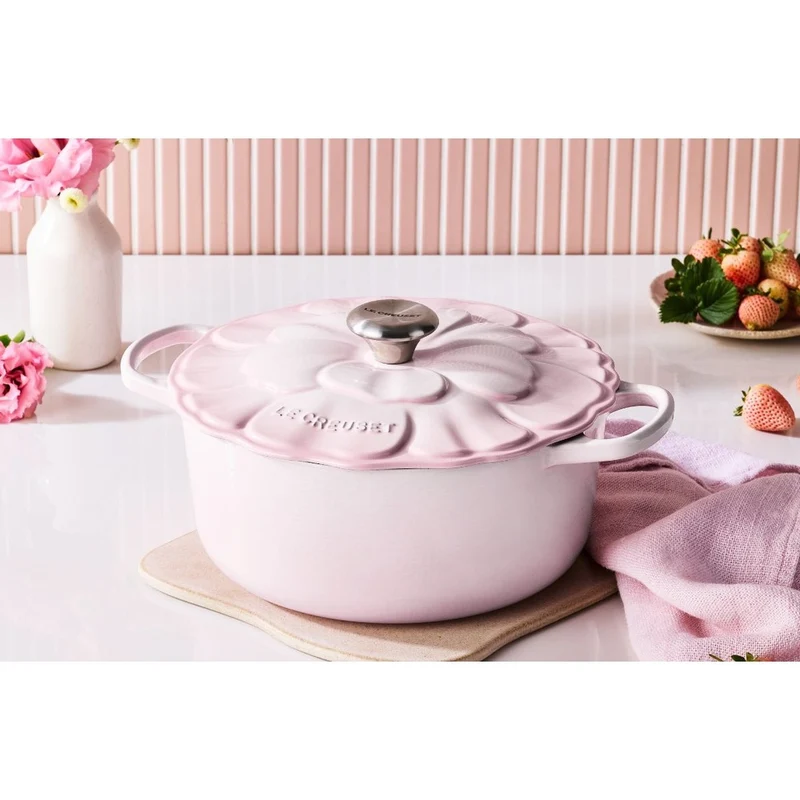 26 cm - Evolution Cocotte Rotonda Con Coperchio a Fiore In Ghisa Vetrificata