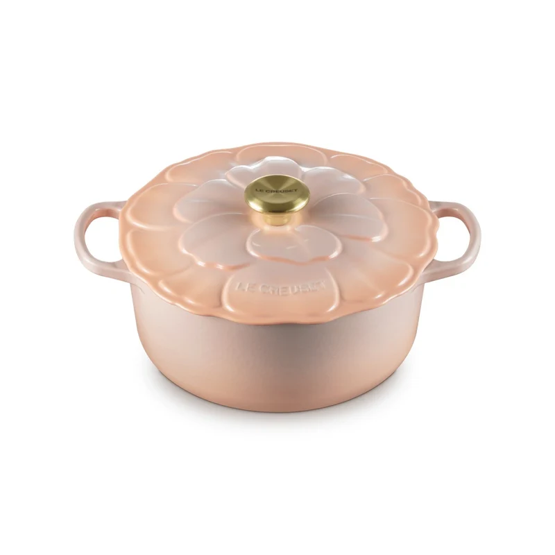 26 cm - Evolution Cocotte Rotonda Con Coperchio a Fiore In Ghisa Vetrificata