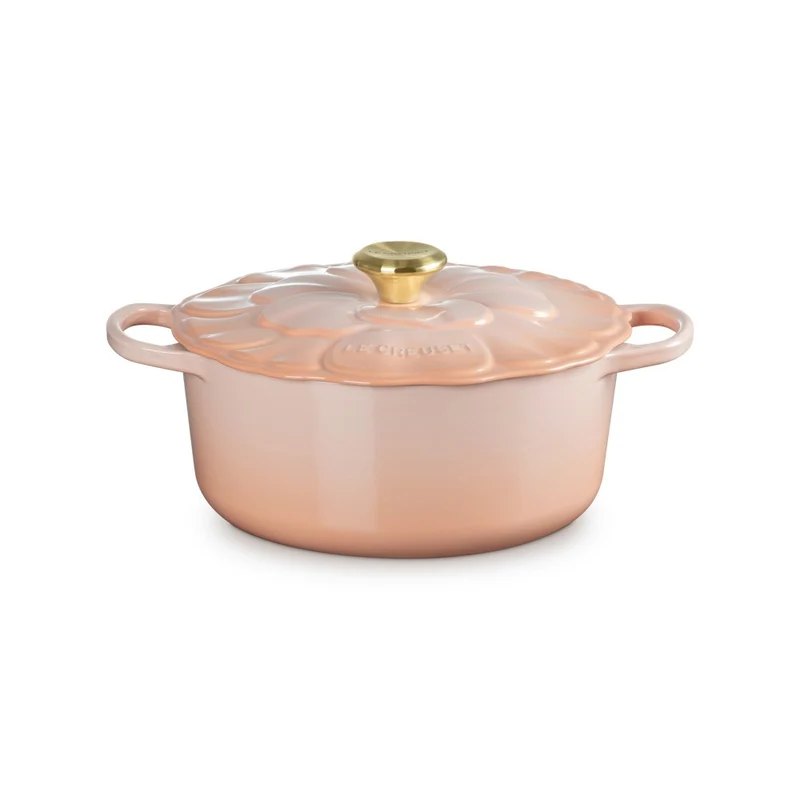26 cm - Evolution Cocotte Rotonda Con Coperchio a Fiore In Ghisa Vetrificata