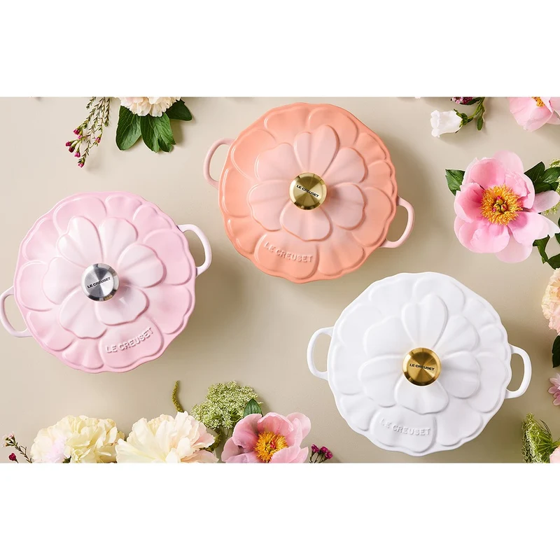 26 cm - Evolution Cocotte Rotonda Con Coperchio a Fiore In Ghisa Vetrificata