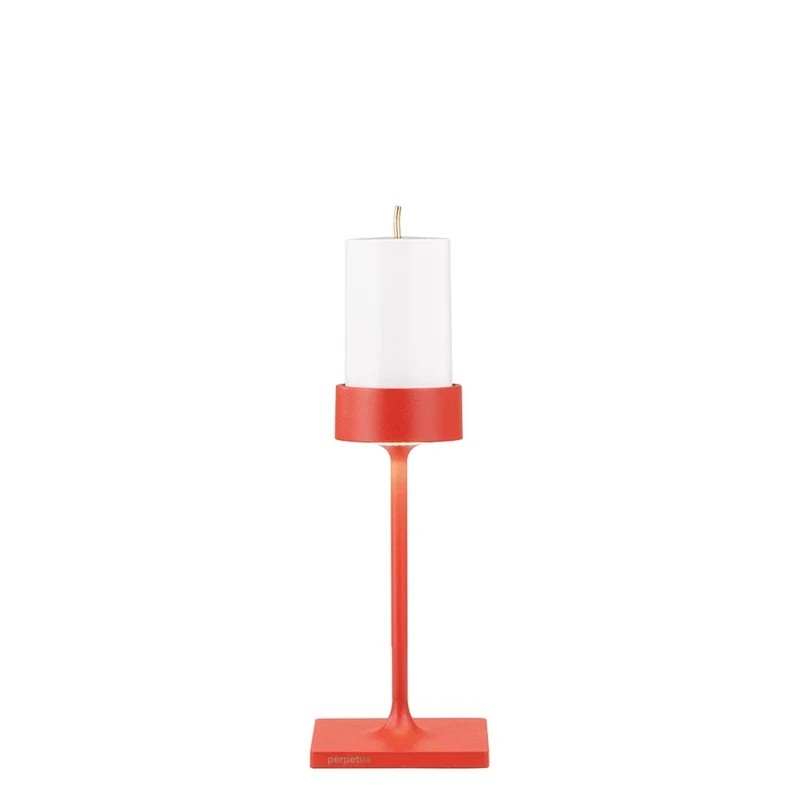 8.7 x H.25.6 cm - Perpetua Mini Lampada Da Tavolo Dimmerabile In Alluminio