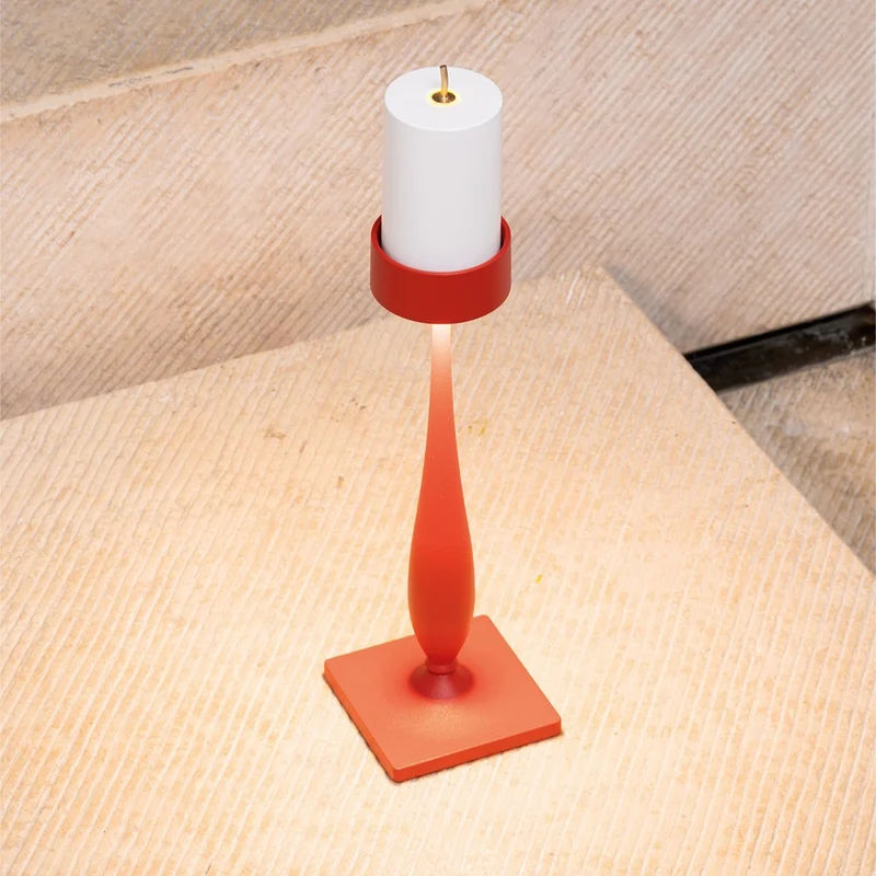 8.7 x H.35.6 cm - Perpetua Barocco Lampada Da Tavolo Dimmerabile In Alluminio