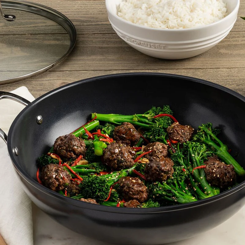 32 cm - Essential Wok Doppia Maniglia Con Rivestimento In Ceramica In Acciaio Inox