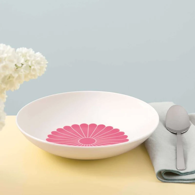 24 cm - Fleur Piatto Fondo In Porcellana Premium Set 6 Pz