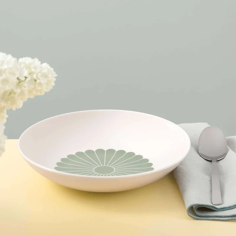 24 cm - Fleur Piatto Fondo In Porcellana Premium Set 6 Pz
