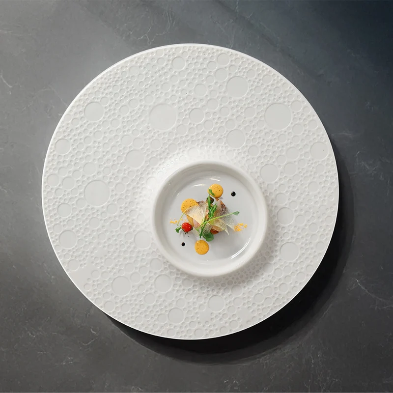 30.5 cm - Moon Piatto Presentazione Decorato In Porcellana Set 4 Pz