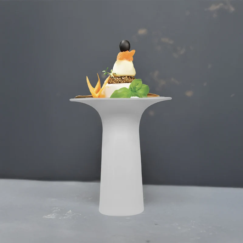 14x16 cm - 50's Era Piatto Presentazione Alzata Gourmet Alta In Porcellana Set 2 Pz