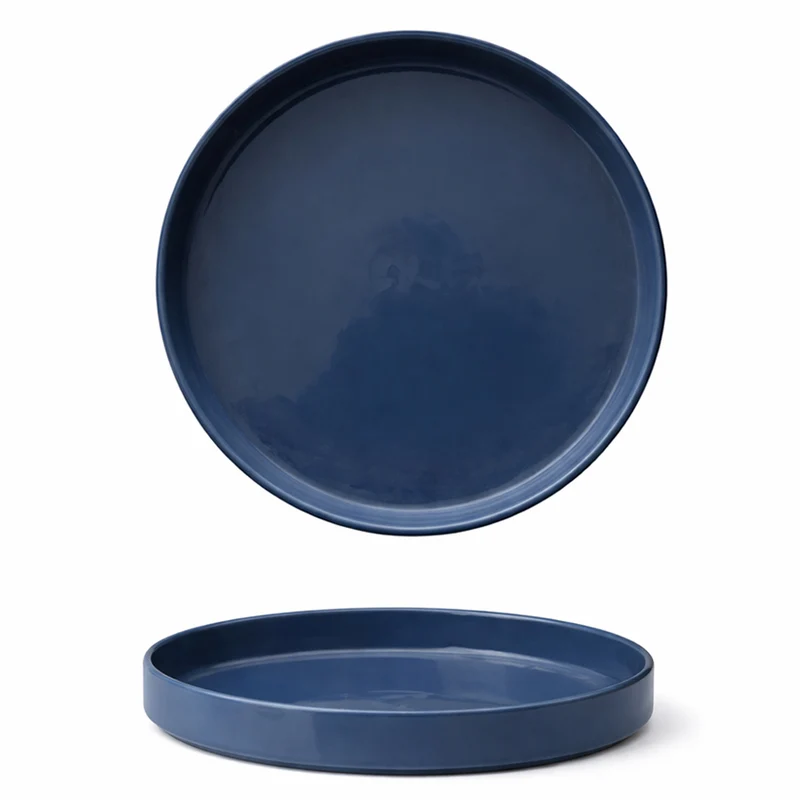 28 cm - Scandia Piatto Piano Impilabile Bordo Alto In Porcellana New Bone China Set 3 Pz