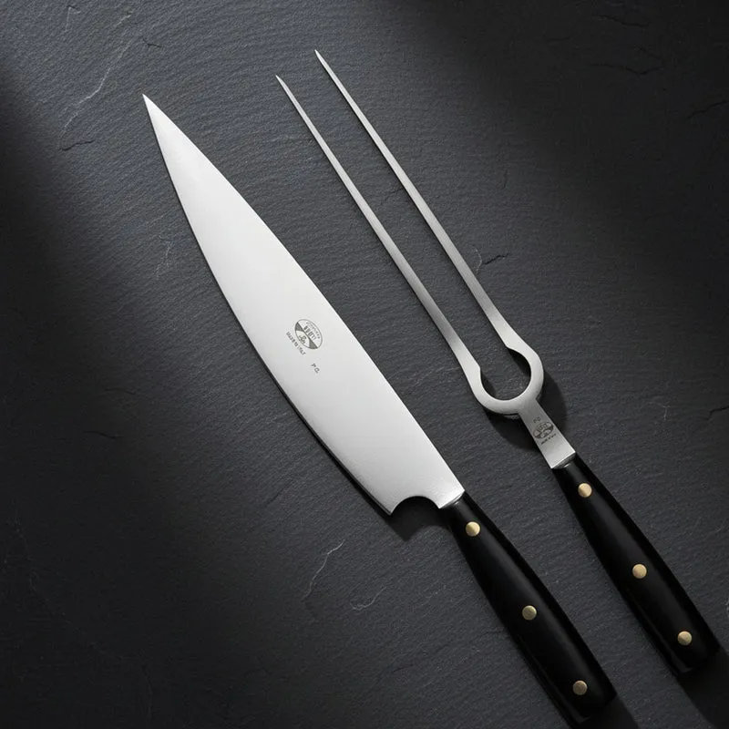 22 cm - Due Per Firenze Coltello Servizio Arrosto In Acciaio Inox Con Manico Metacrilato Nero