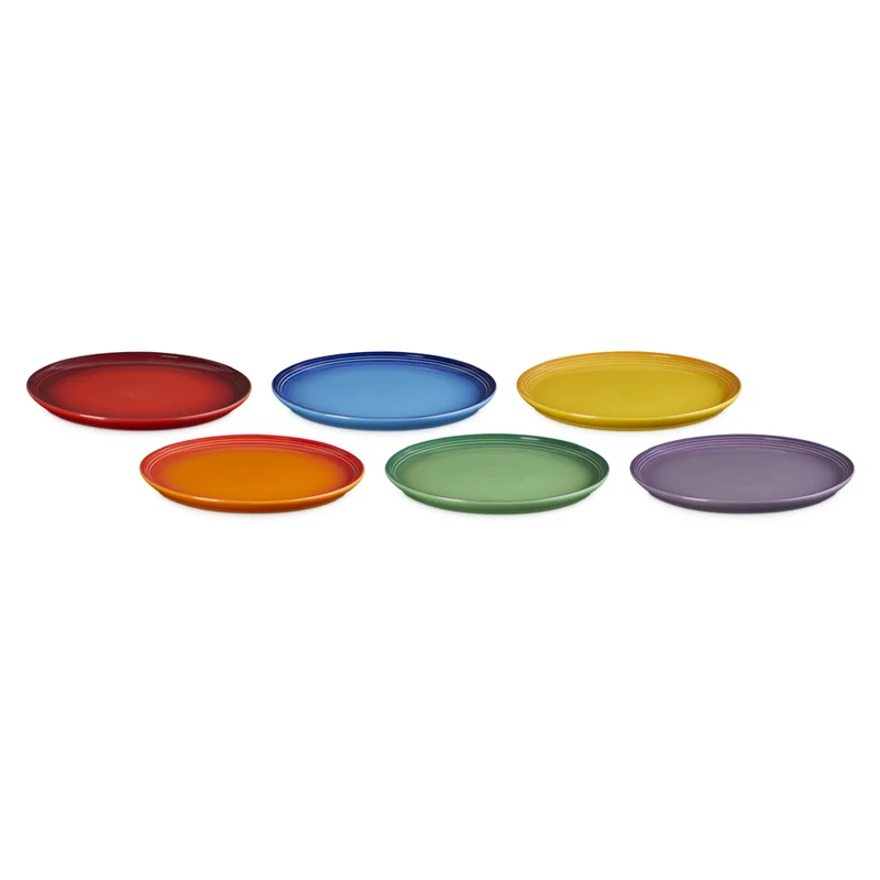 22 cm - Rainbow Coupe Piatto Frutta Colori Assortiti In Gres Vetrificato Set 6 Pz