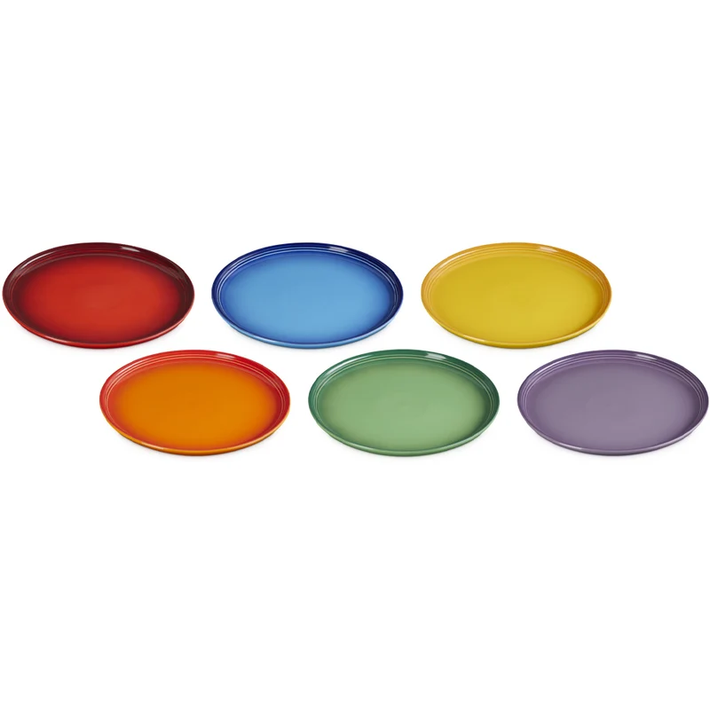 22 cm - Rainbow Coupe Piatto Frutta Colori Assortiti In Gres Vetrificato Set 6 Pz