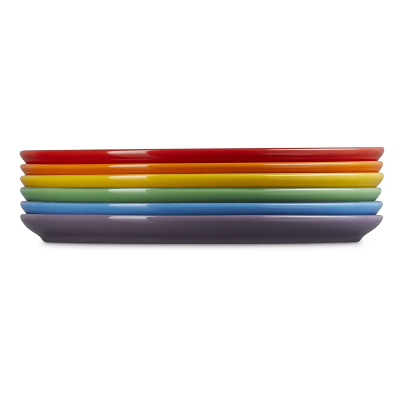 22 cm - Rainbow Coupe Piatto Frutta Colori Assortiti In Gres Vetrificato Set 6 Pz