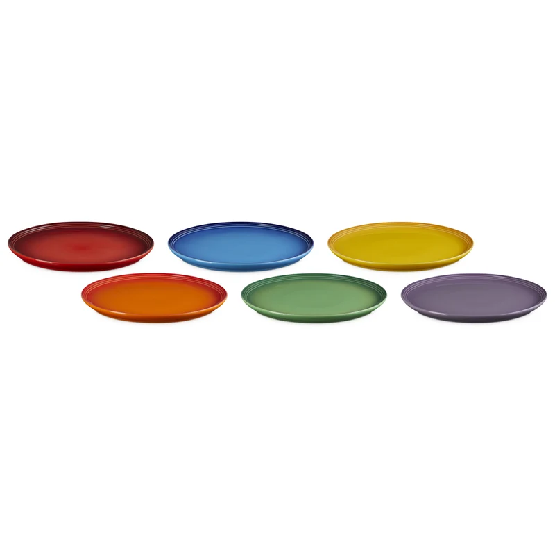 27 cm - Rainbow Coupe Piatto Piano Colori Assortiti In Gres Vetrificato Set 6 Pz