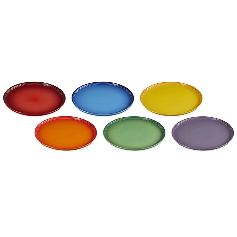 27 cm - Rainbow Coupe Piatto Piano Colori Assortiti In Gres Vetrificato Set 6 Pz