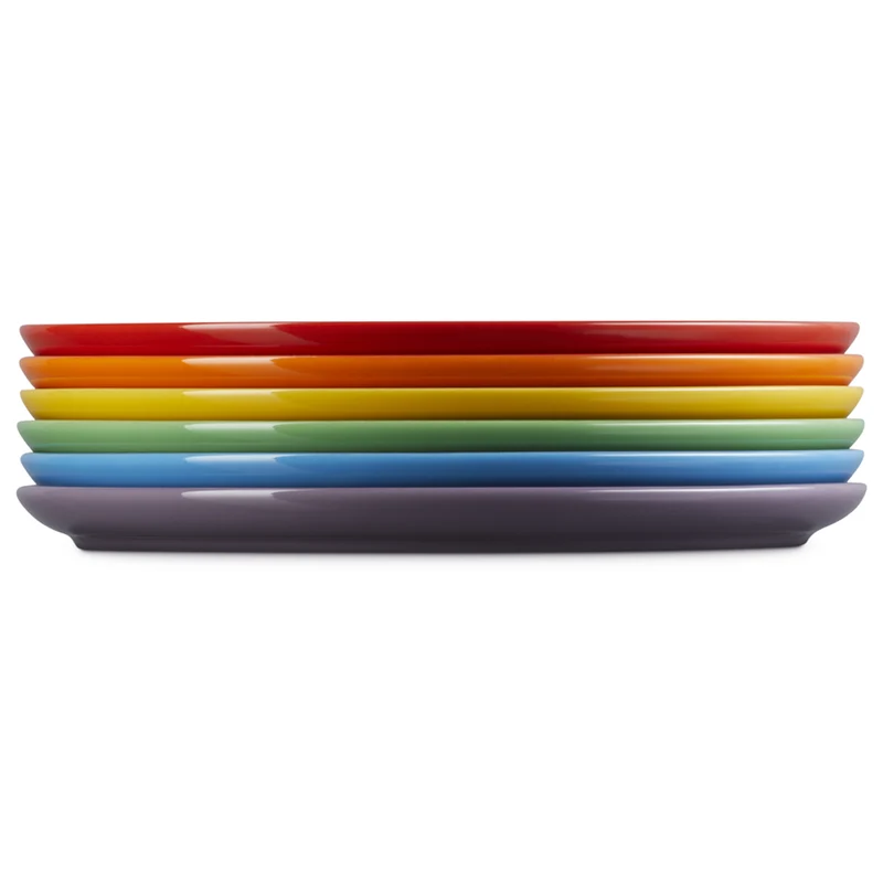27 cm - Rainbow Coupe Piatto Piano Colori Assortiti In Gres Vetrificato Set 6 Pz