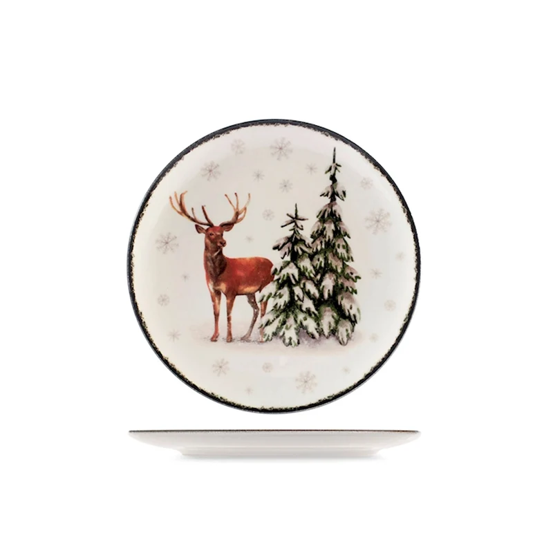 Coupe Wild Spirits Servizio Piatti Con Decoro Natalizio In Stoneware Set 18 Pz