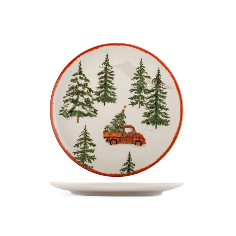 Coupe Adventure Servizio Piatti Con Decoro Natalizio In Stoneware Set 12 Pz
