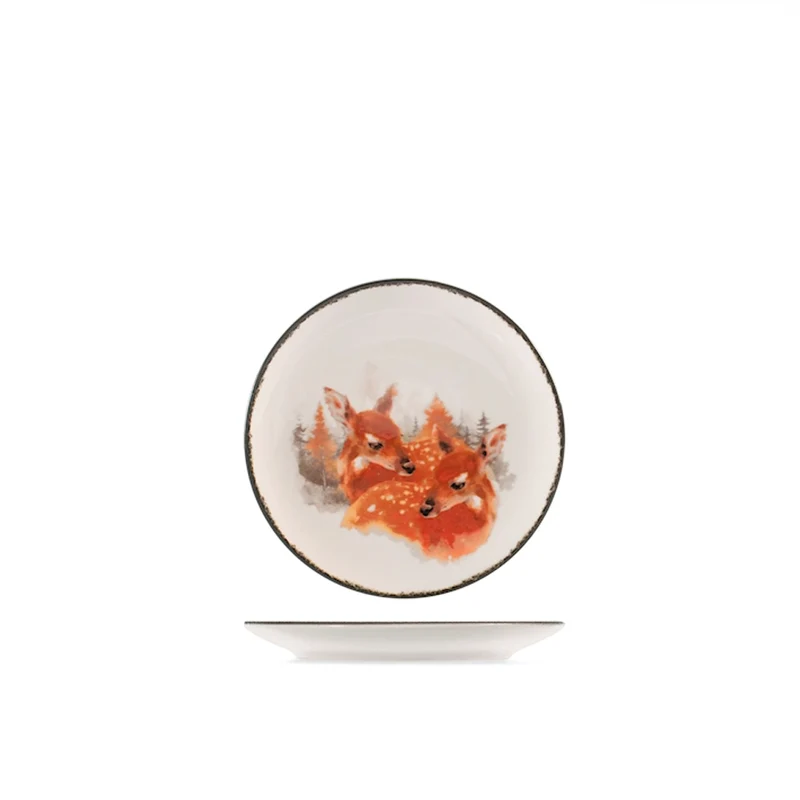 Golden Woods Servizio Piatti Decoro Natalizio In Stoneware Set 18 Pz