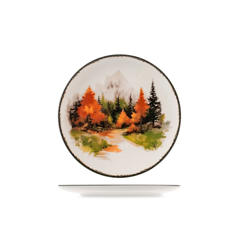 Golden Woods Servizio Piatti Decoro Natalizio In Stoneware Set 18 Pz