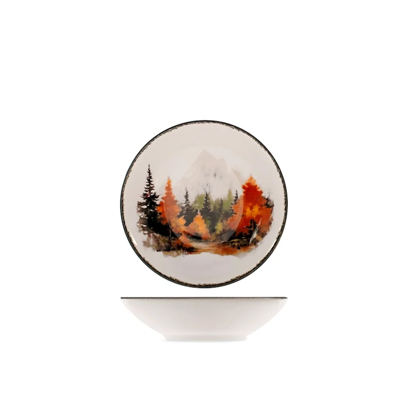 Golden Woods Servizio Piatti Decoro Natalizio In Stoneware Set 18 Pz