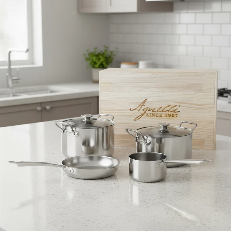 Alu-Inox 5-Ply Batteria Pentole Induzione In Alu-Inox Set 6 Pz