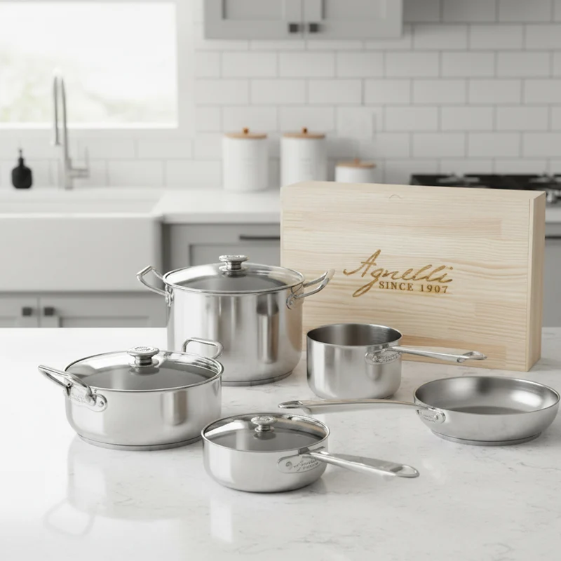 Alu-Inox 5-Ply Batteria Pentole Induzione In Alu-Inox Set 8 Pz