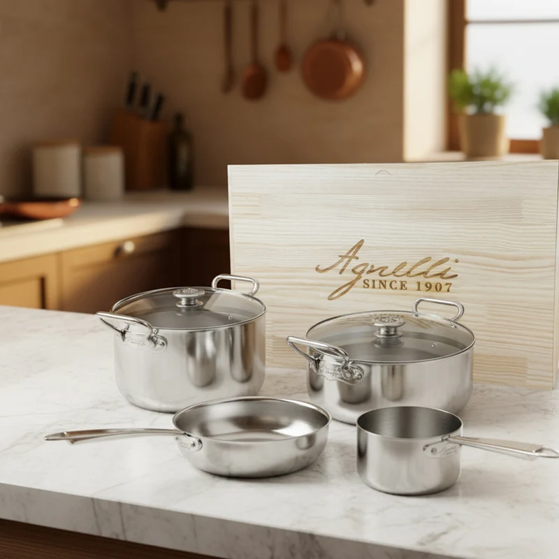 Alu-Inox 3-Ply Batteria Pentole Induzione In Alu-Inox Set 6 Pz