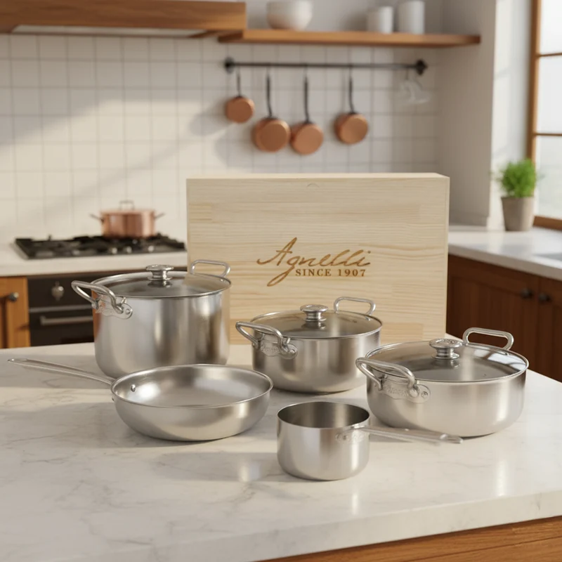 Alu-Inox 3-Ply Batteria Pentole Induzione In Alu-Inox Set 8 Pz