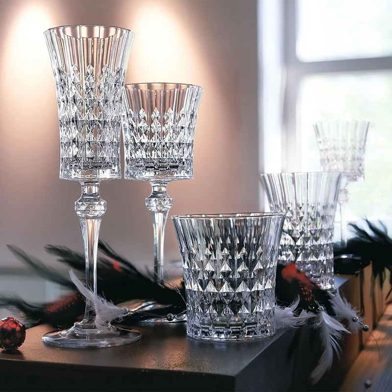 Lady Diamond Set Calici e Bicchieri In Vetro Cristallino Set 18 Pz