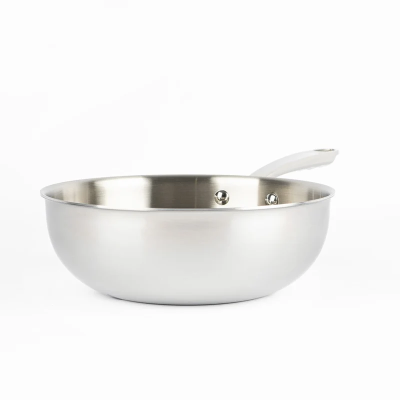Alu-Inox 3-Ply Padella Alta Da Mantecatura Con Manico In AluInox Lucida