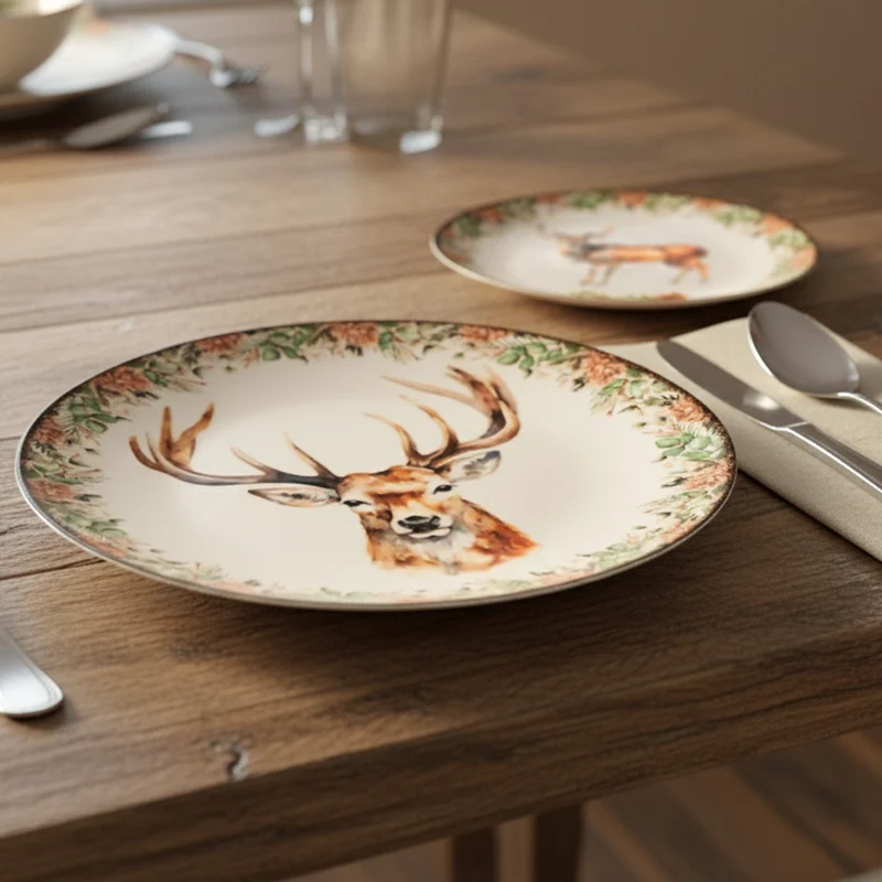 Montana Servizio Tavola Decorato In Stoneware Set 18 Pz