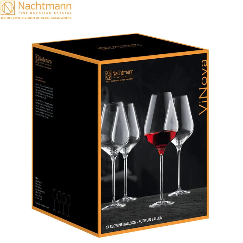 84 cl - ViNova Calice Vino Rosso in Vetro - Set 4 Pezzi