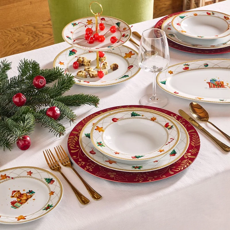 Olimpia Christmas Fairy Tale Servizio Tavola Decoro Natalizio In Porcellana Set 18 Pz