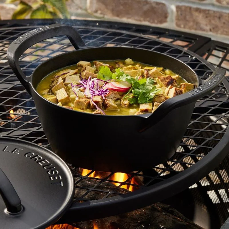 25 cm - BBQ Outdoor Cocotte Rotonda In Ghisa Vetrificata