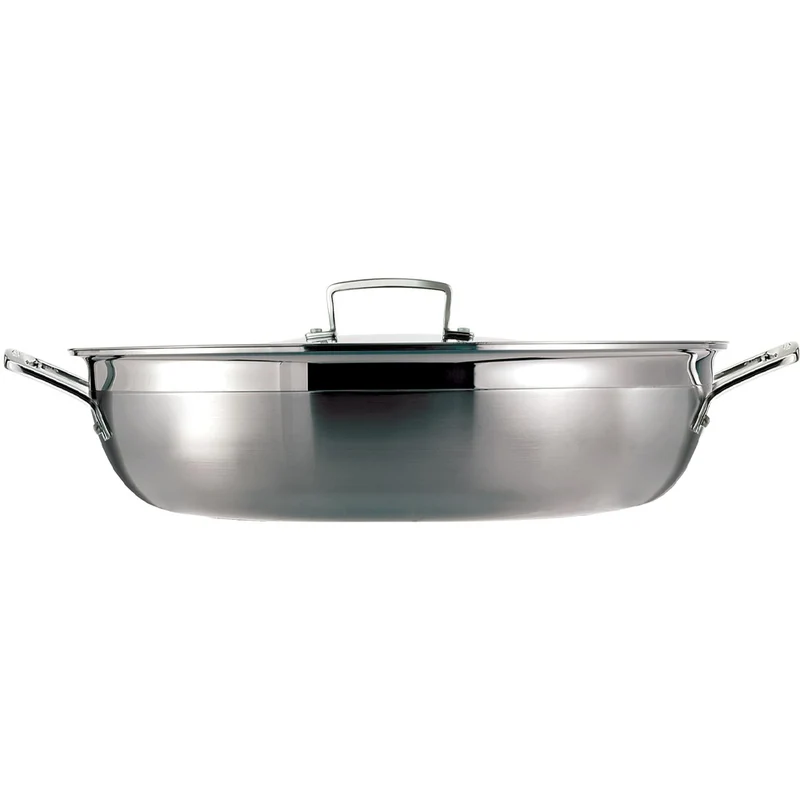 30 cm - Inox Essential Tegame Basso Con Coperchio In Acciaio Inox
