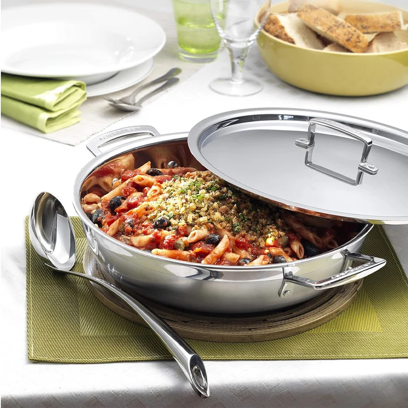30 cm - Inox Essential Tegame Basso Con Coperchio In Acciaio Inox