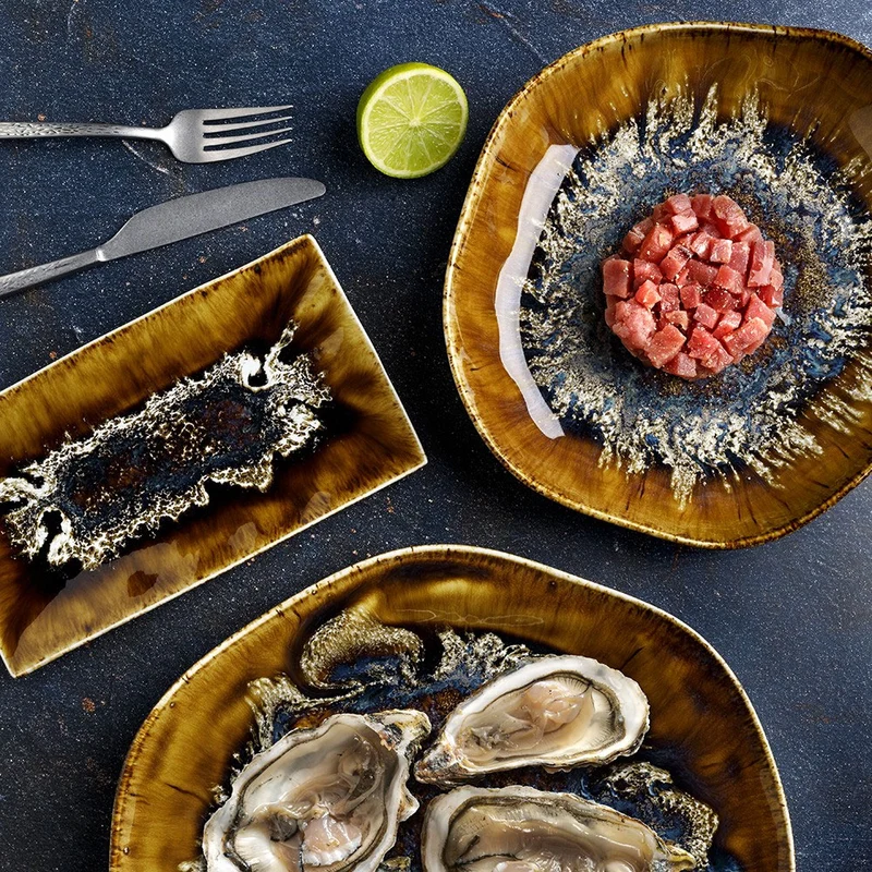 Reef Oyster Piatto Piano in Porcellana Set 6 Pz