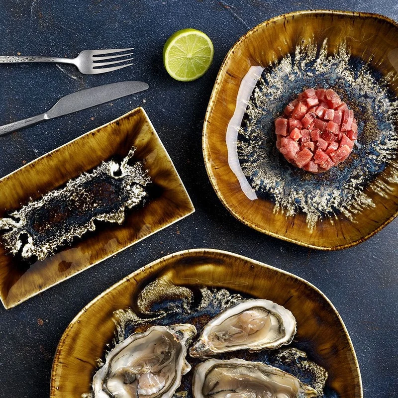 Reef Oyster Piatto Piano in Porcellana Set 6 Pz