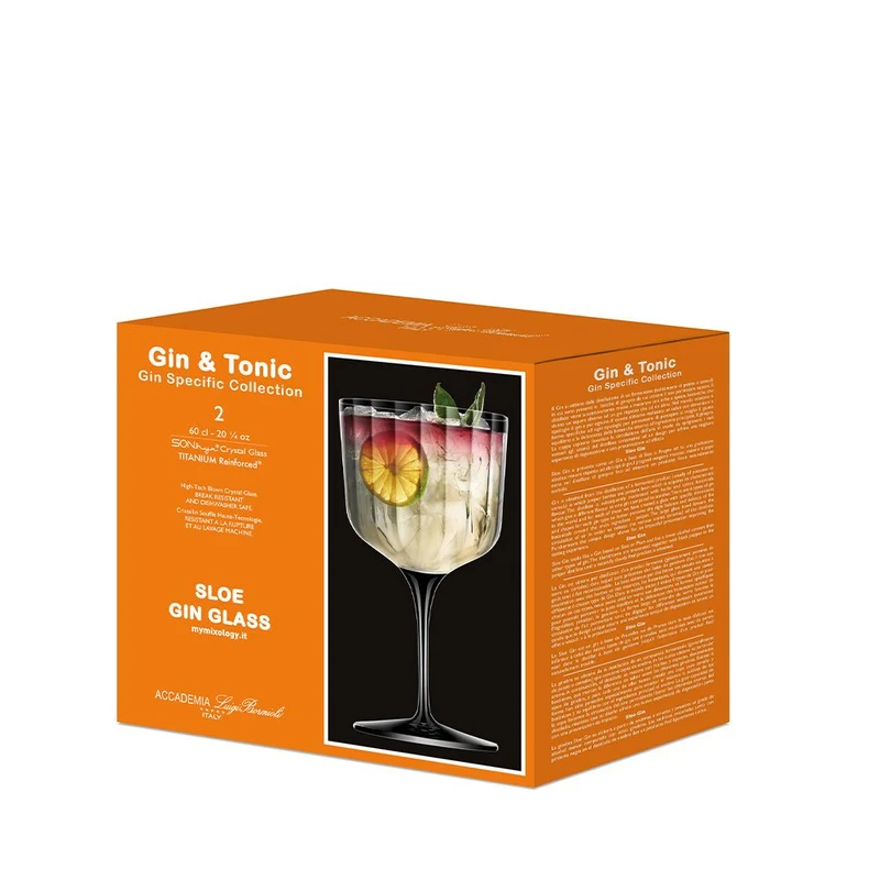 60 cl - Gin & Tonic Sloe Calice Gin Tonic In Vetro Set 2 Pz