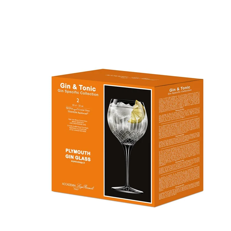 65 cl - Gin & Tonic Plymouth Calice Gin Tonic In Vetro Set 2 Pz