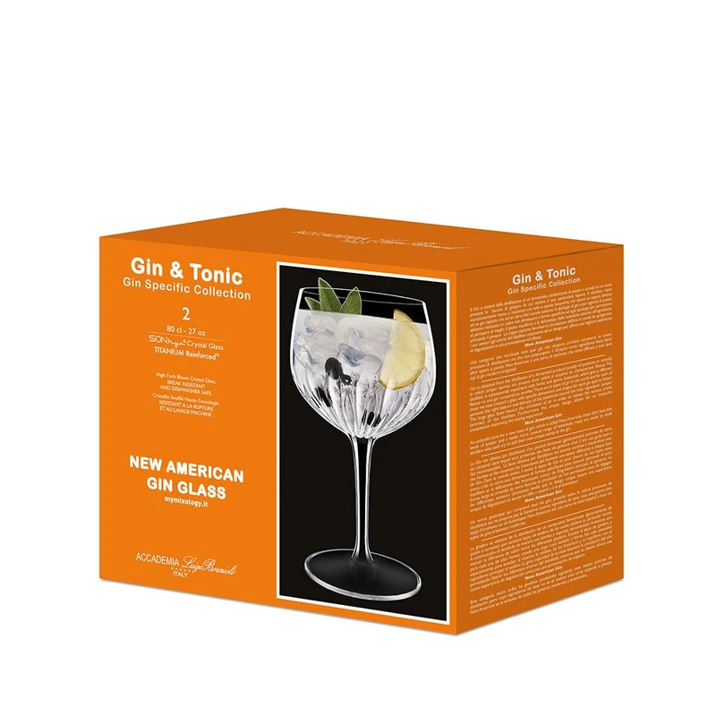 80 cl - Gin & Tonic New American Calice Gin Tonic In Vetro Set 2 Pz