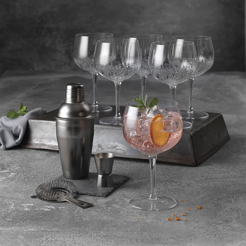 80 cl - Gin & Tonic New American Calice Gin Tonic In Vetro Set 2 Pz